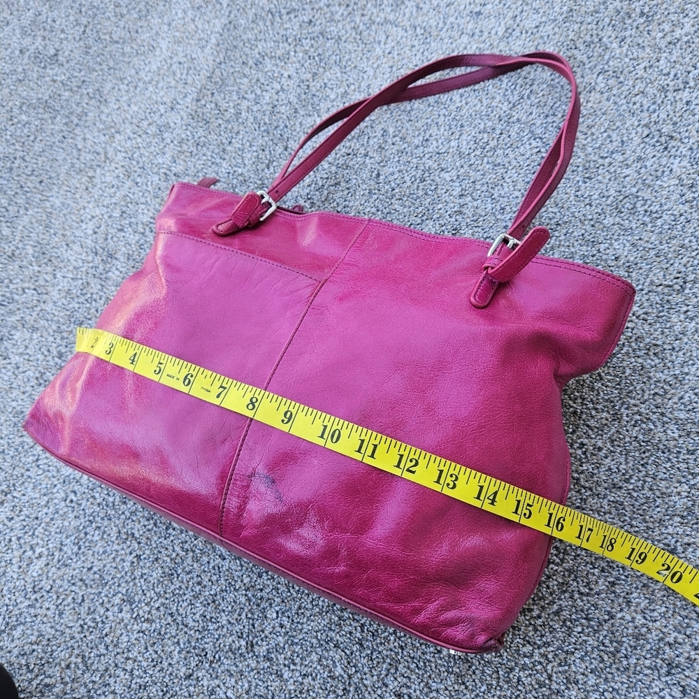 HOBO International Friar Leather Hot Pink Shoulder Bag Magenta Tote Purse VTG - Picture 9 of 16